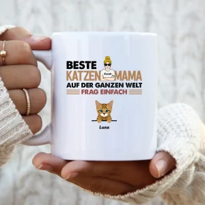 Beste Katzenmama auf der ganzen Welt - Personalisierbare Katzen Tasse