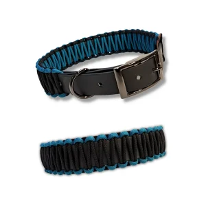 Halsband mit Paracord | Teal-Schwarz