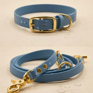 Set | Collar & leash made of Biothane® 'Dusty Blue'