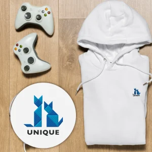 Hoodie "UNIQUE" mit Katzenmotiv - Mit hochwertiger Bestickung & in Bio-Qualität