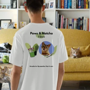 "Paws & Matcha" T-Shirt Unisex personalisierbar, beidseitig bedruckt